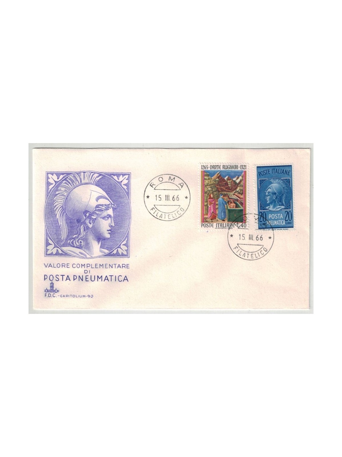 ITALY 1966 FDC (Capitolium) Pneumatic Mail