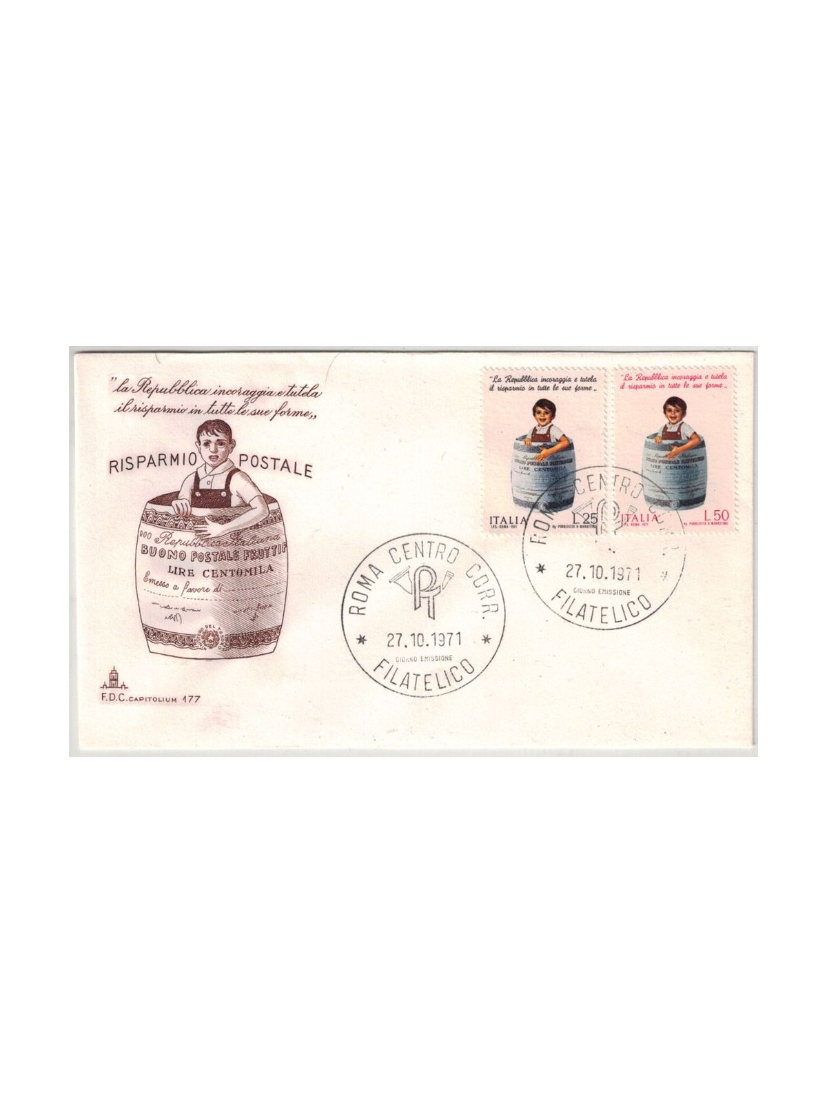 ITALY 1971 FDC (Capitolium) Postal Savings