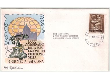 FDC VATICAN 1966 1st telephone in the Vatican Library 1 Capitolium Envelope