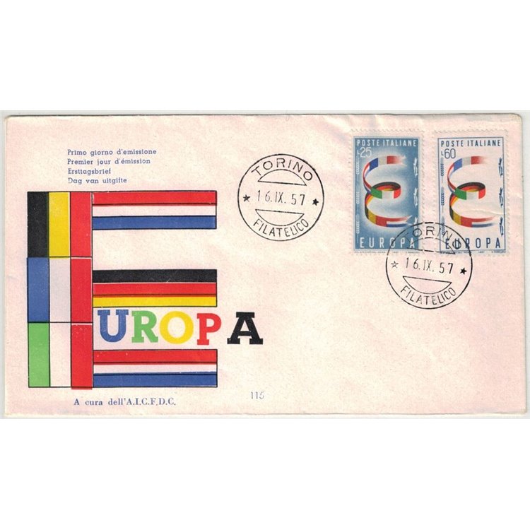 ITALIA 1957 FDC (AICFDC) Europa