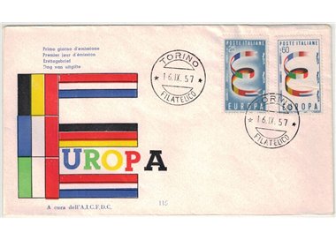 ITALIA 1957 FDC (AICFDC) Europa
