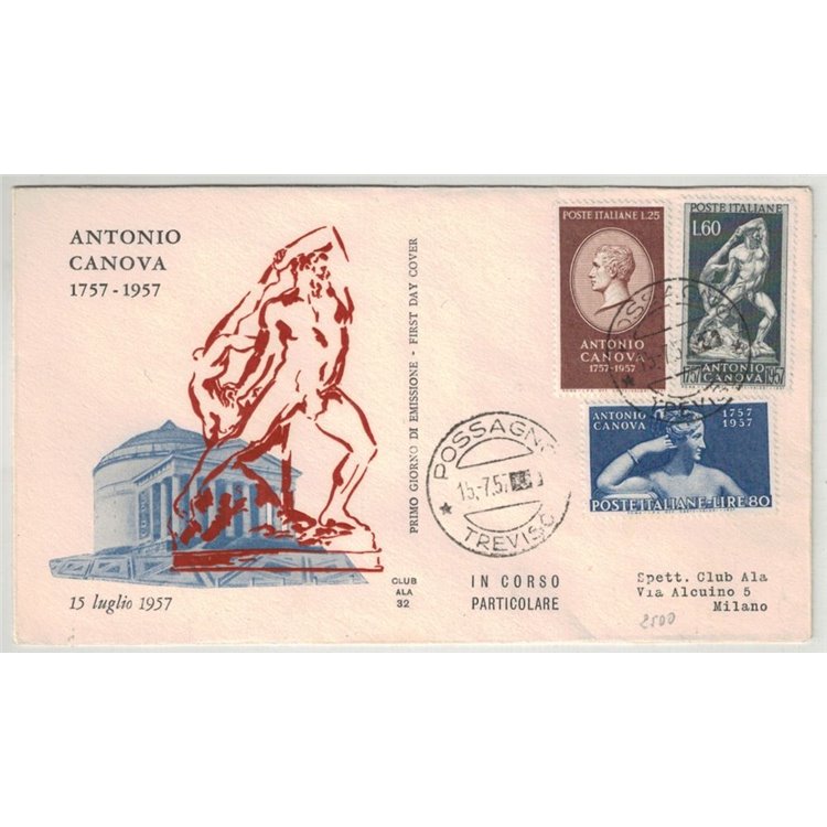 ITALIA 1957 FDC (Ala) FDC (Ala) Antonio Canova