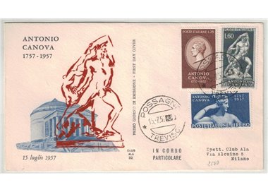 ITALY 1957 FDC (Wing) FDC (Wing) Antonio Canova