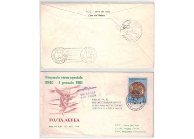 FDC VATICANO 1964 Dispaccio aereo speciale 1 Busta Serie del sole