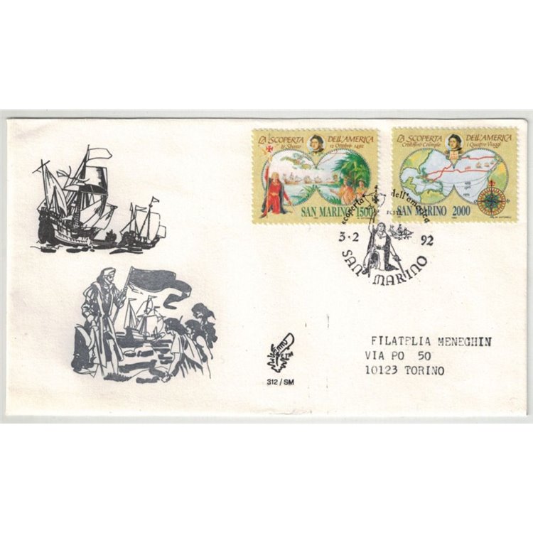 SAN MARINO 1992 FDC (Venice) Colombian Celebrations