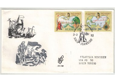 SAN MARINO 1992 FDC (Venetia) Celebrazioni Colombiane