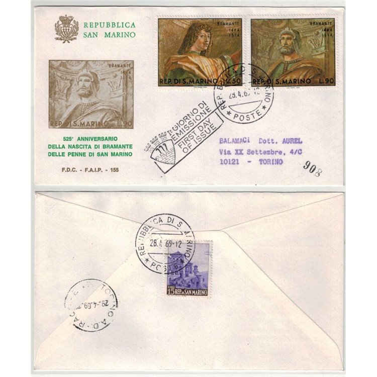 FDC SAN MARINO 1969 Bramante 1 Busta FAIP
