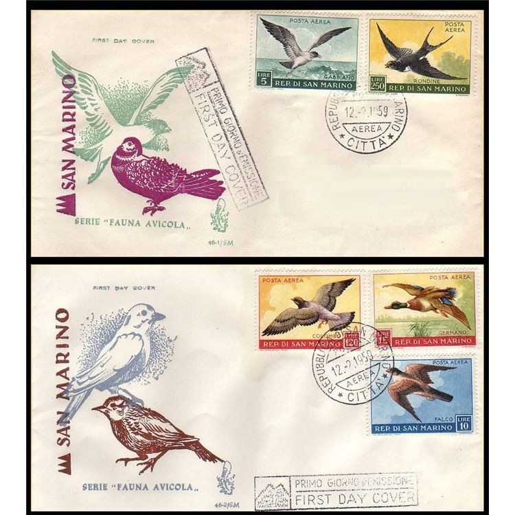 SAN MARINO 1959 FDC (Venetia) Poultry fauna