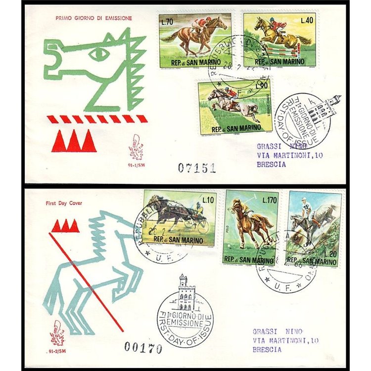 SAN MARINO 1966 FDC (Venice) Equestrian sports collected