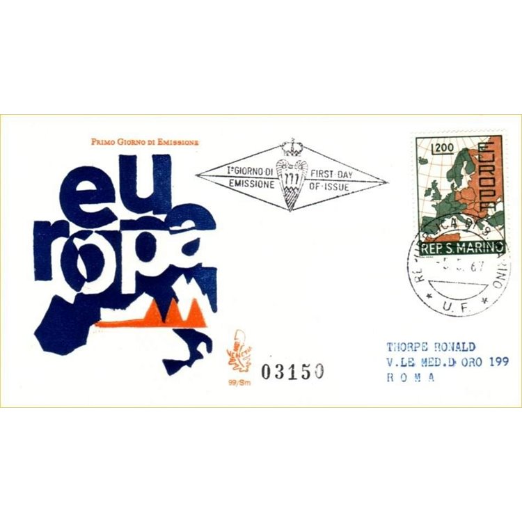 SAN MARINO 1967 FDC (Venice) Europe collection