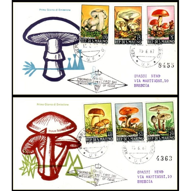 SAN MARINO 1967 FDC (Venezia) Mushrooms collected