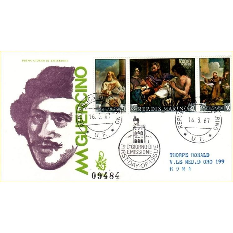 SAN MARINO 1967 FDC (Venice) Guercino collection