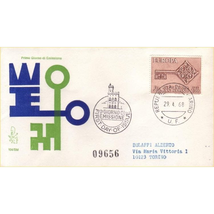 SAN MARINO 1968 FDC (Venetia) Europa racc