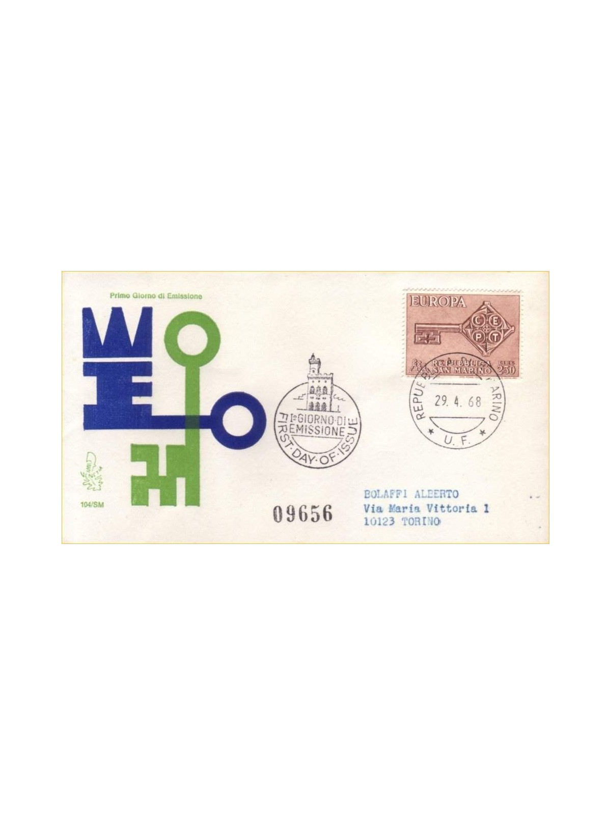SAN MARINO 1968 FDC (Venetia) Europa racc