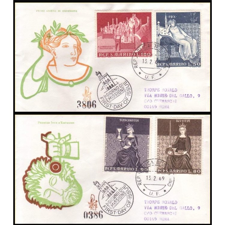 SAN MARINO 1969 FDC (Venice) Ambrogio Lorenzetti collection