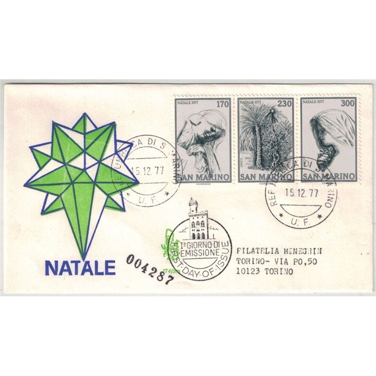 SAN MARINO 1977 FDC (Venetia) Natale racc