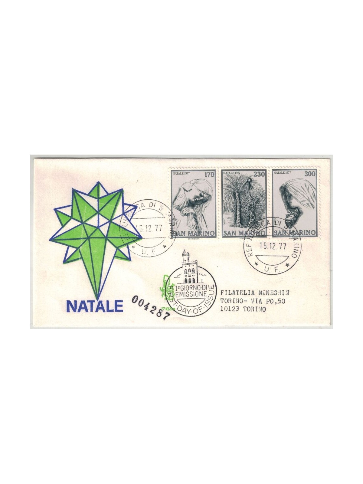 SAN MARINO 1977 FDC (Venetia) Natale racc