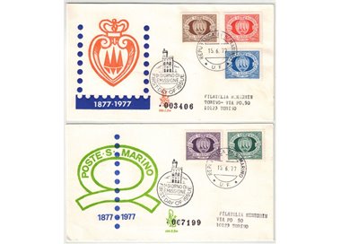 SAN MARINO 1977 FDC (Venetia) Centenario francobolli racc