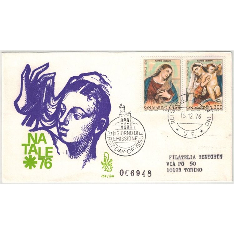 SAN MARINO 1976 FDC (Venetia) Natale racc