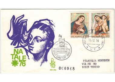 SAN MARINO 1976 FDC (Venice) Christmas collection