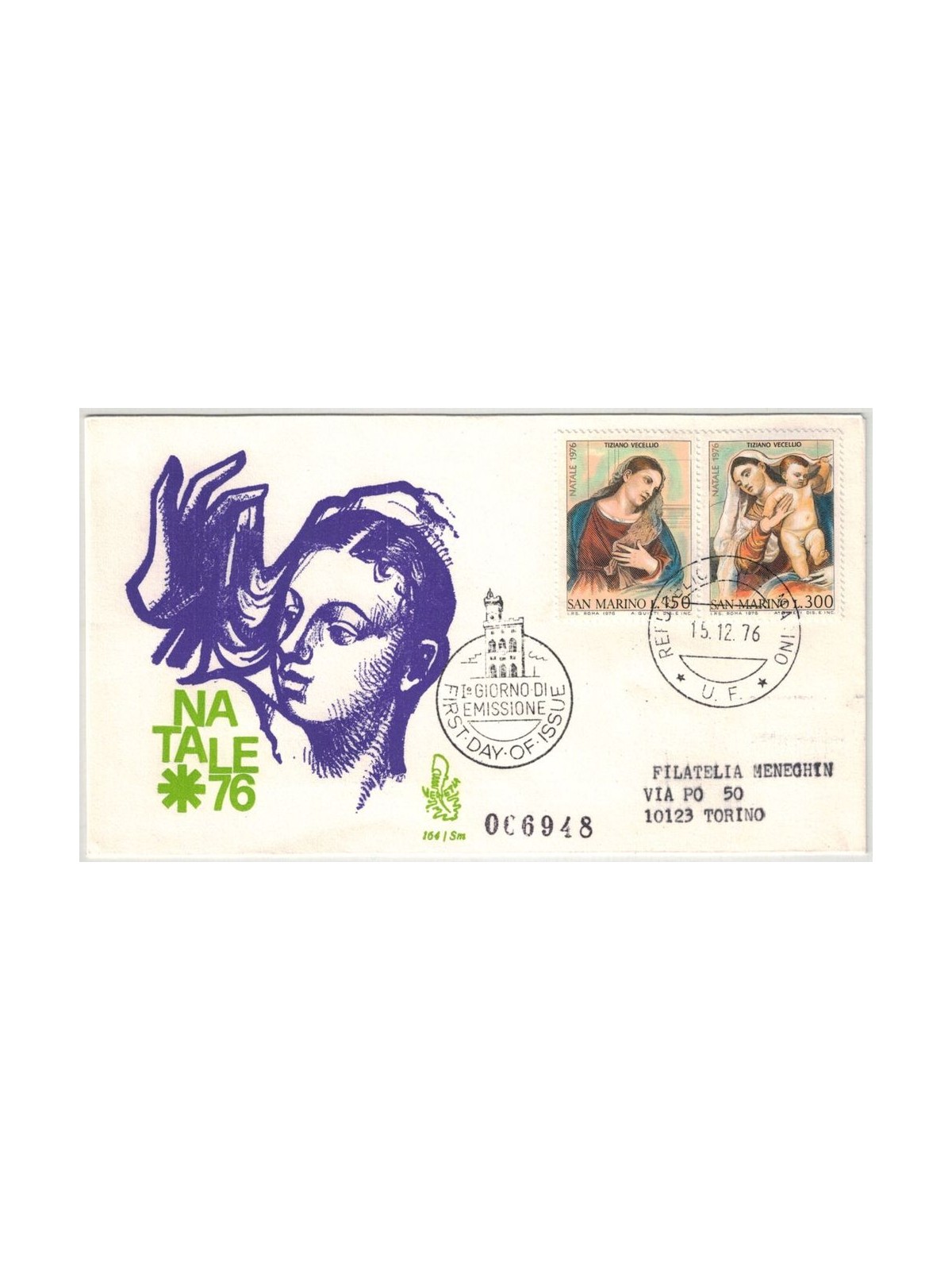 SAN MARINO 1976 FDC (Venetia) Natale racc