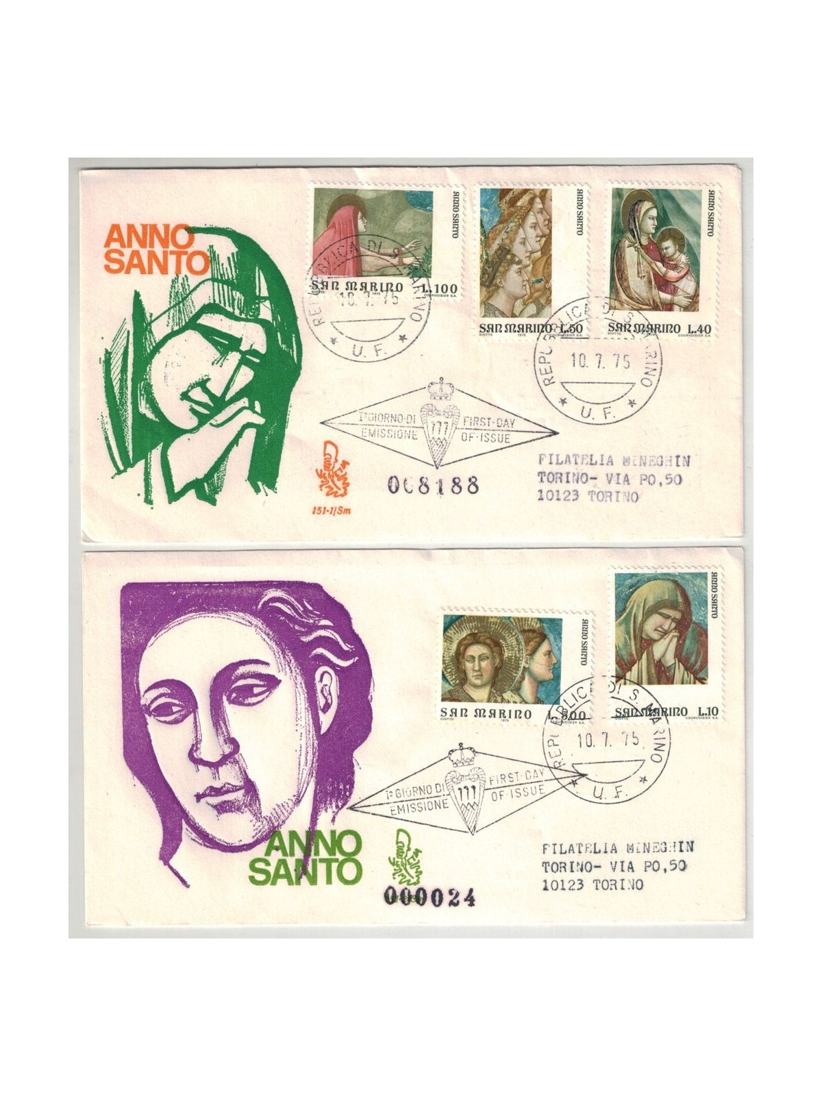 SAN MARINO 1975 FDC (Venetia) Anno Santo racc