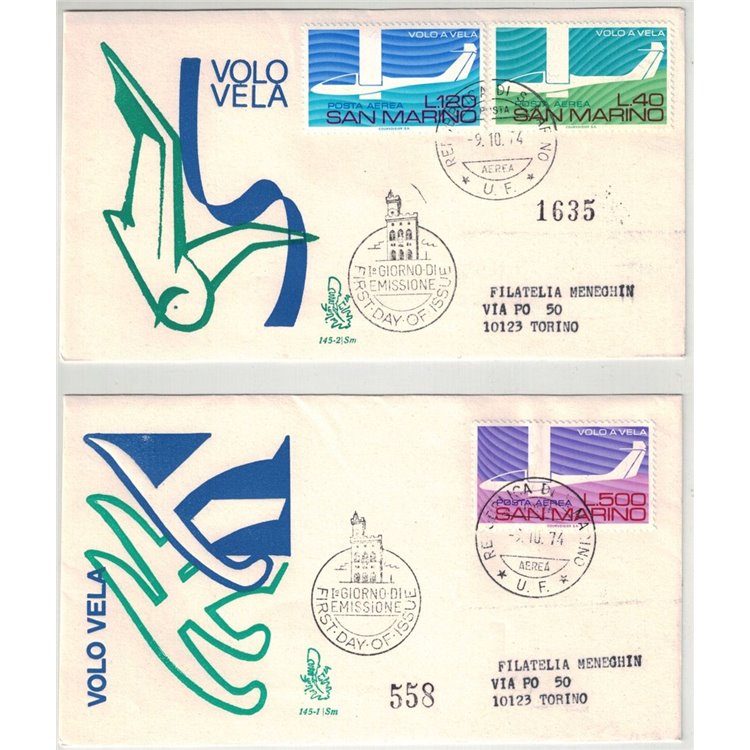 SAN MARINO 1974 FDC (Venetia) Volo a vela racc