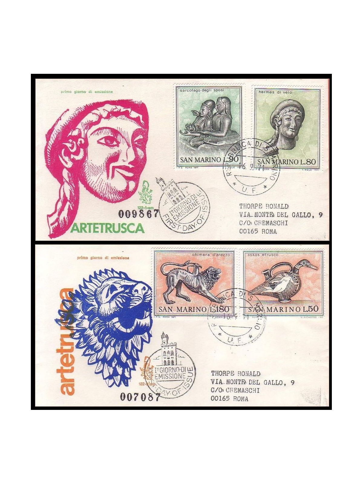 SAN MARINO 1971 FDC (Venetia) Arte etrusca racc