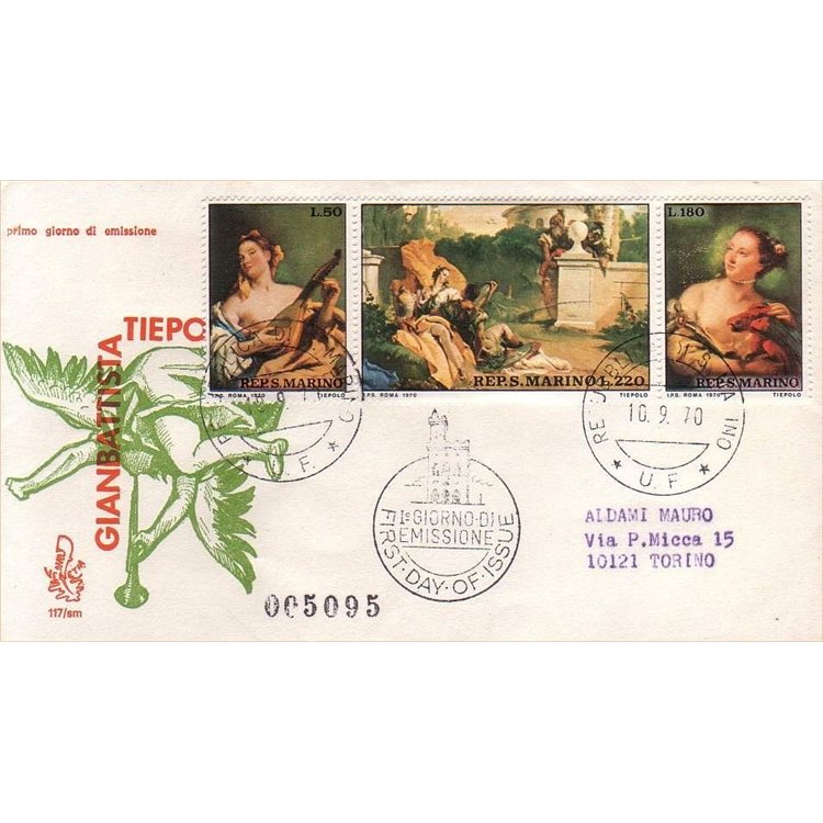 SAN MARINO 1970 FDC (Venice) Gianbattista Tiepolo collection
