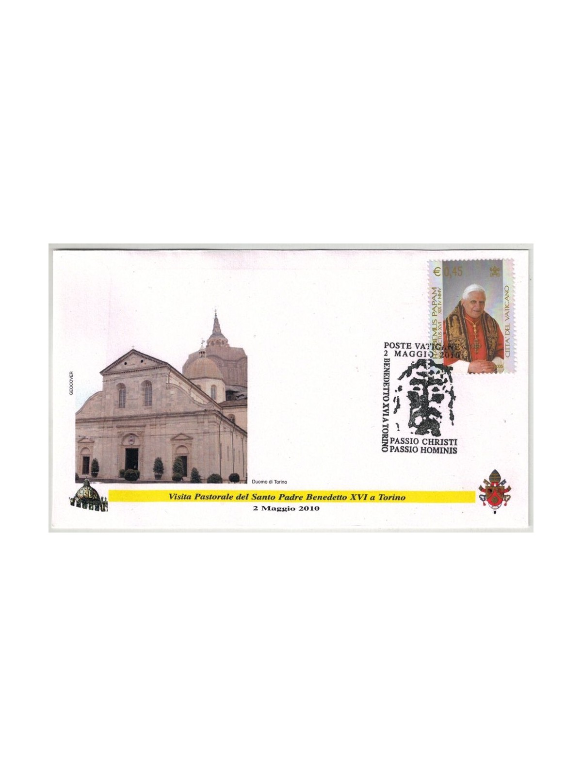 FDC 2010 Visit of Benedict XVI to Turin 1 Geocover Envelope (1)