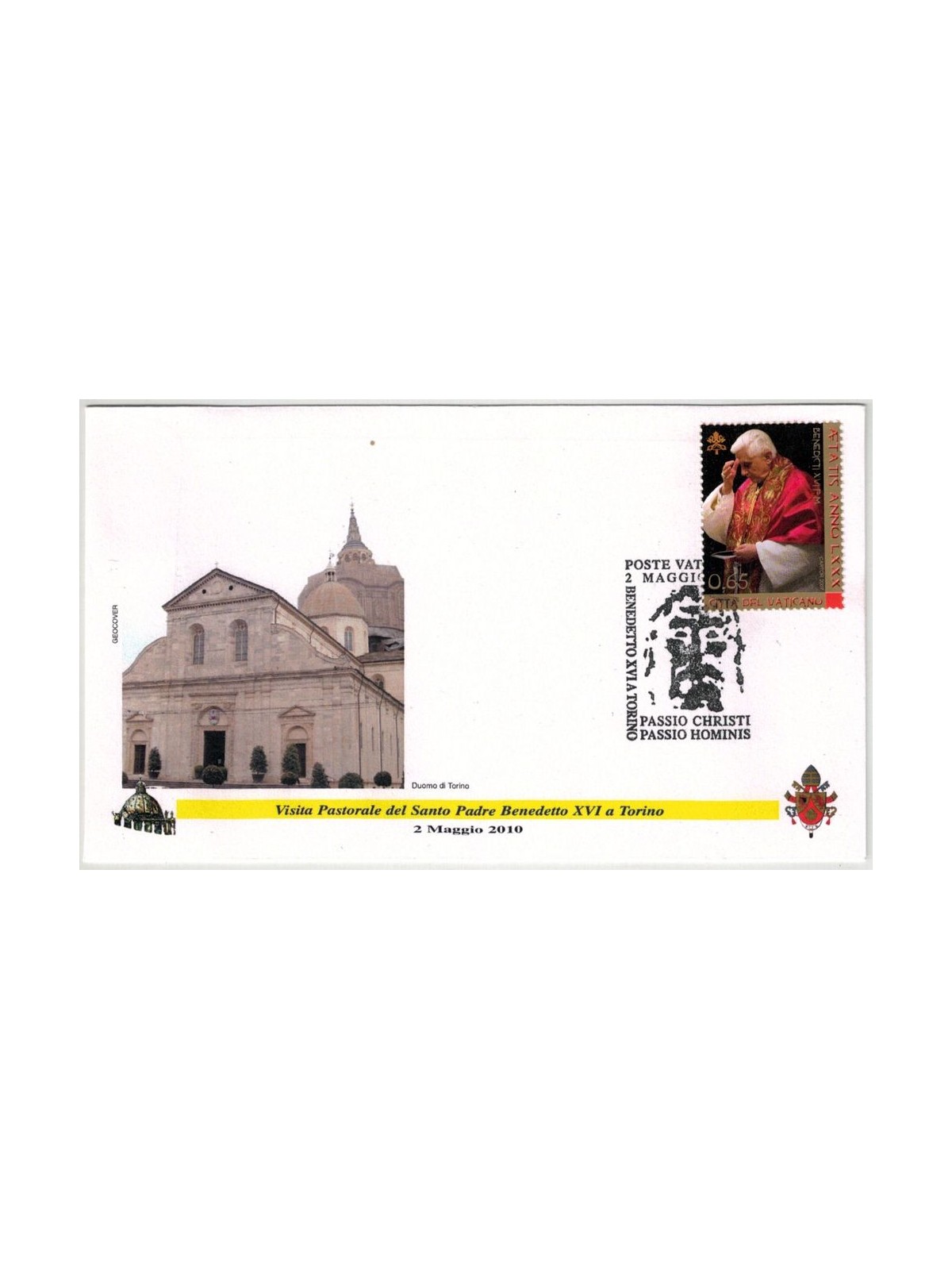 FDC 2010 Visit of Benedict XVI to Turin 1 Geocover Envelope (2)