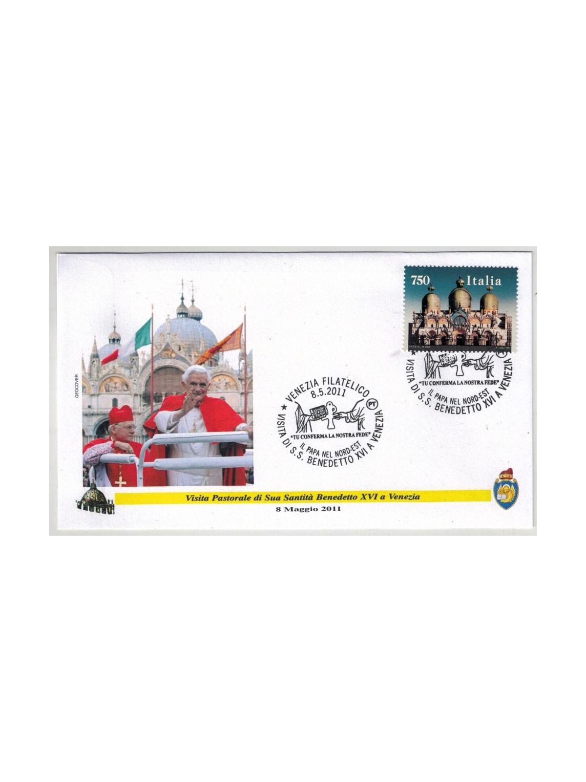 FDC 2011 Visit of Benedict XVI to Venice 1 Geocover Envelope