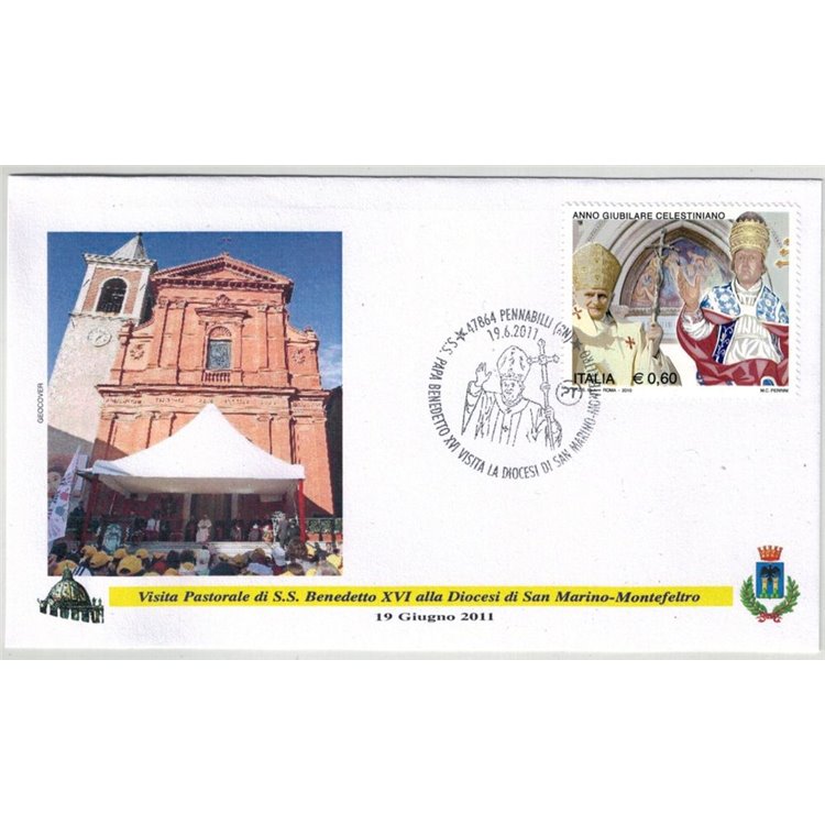 FDC 2011 Visit of Benedict XVI to San Marino-Montefeltro 1 Envelope Geocover