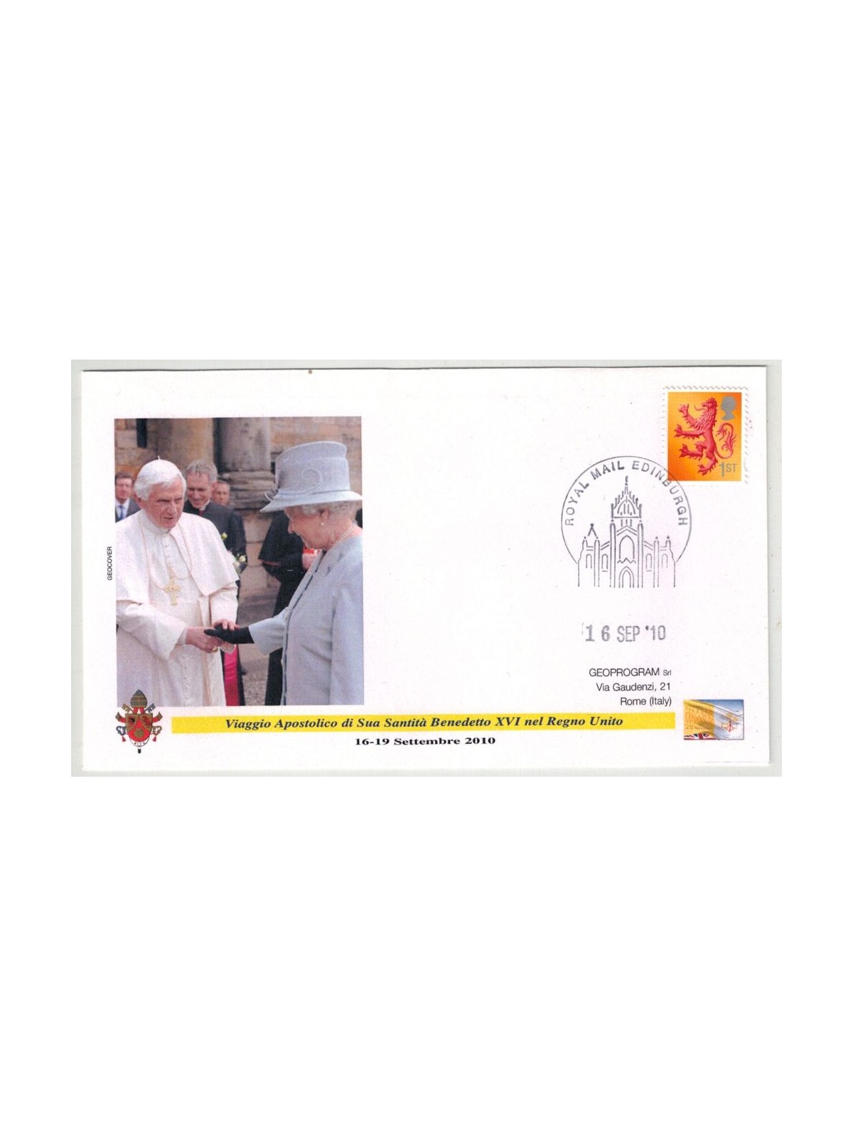 FDC 2010 Trip of Pope Benedict XVI to the United Kingdom, Edinburgh