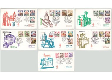 ITALIA 1980 FDC (Venetia) Castelli d'Italia 7 Buste Venetia viagg
