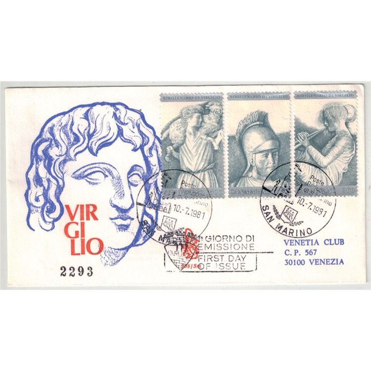 SAN MARINO 1981 FDC (Venetia) Virgilio racc