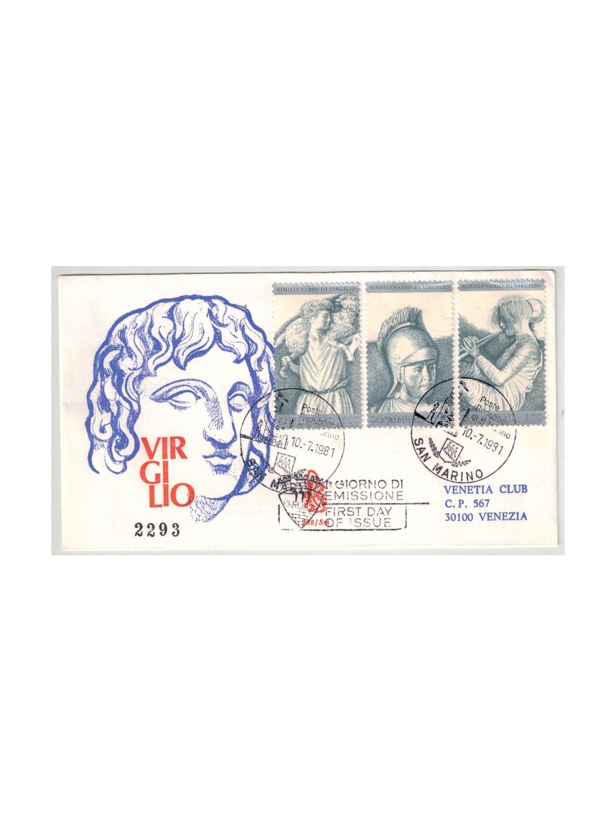 SAN MARINO 1981 FDC (Venice) Virgil collection