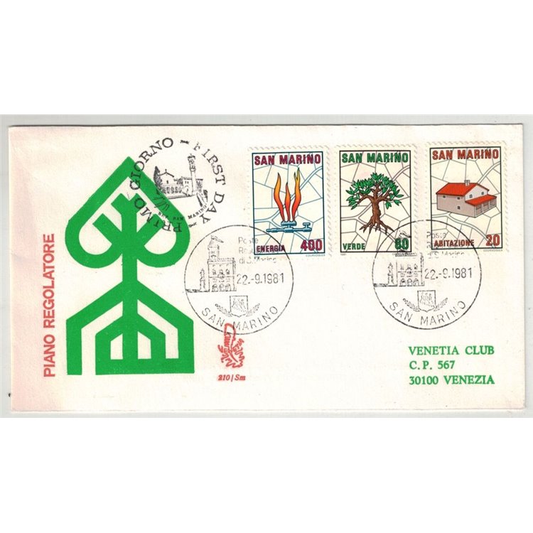 SAN MARINO 1981 FDC (Venetia) Piano regolatore