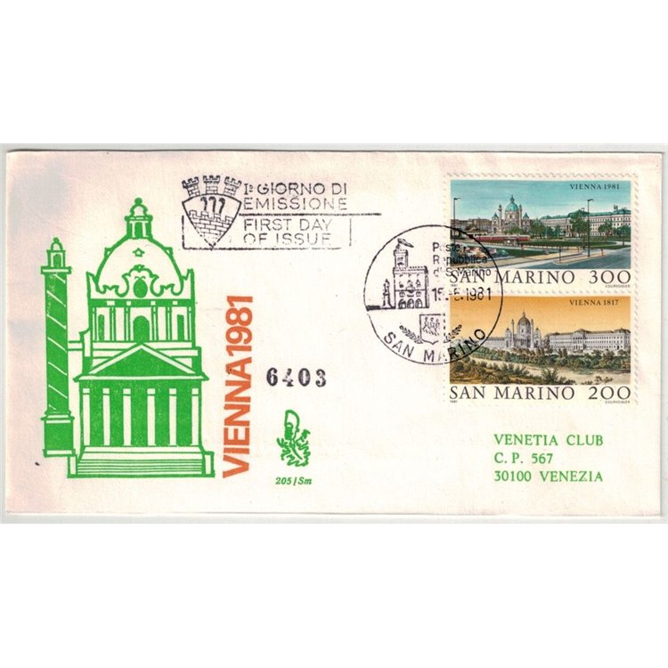 SAN MARINO 1981 FDC (Venetia) Esposizione filatelica racc