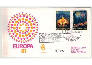 SAN MARINO 1981 FDC (Venetia) Europa racc