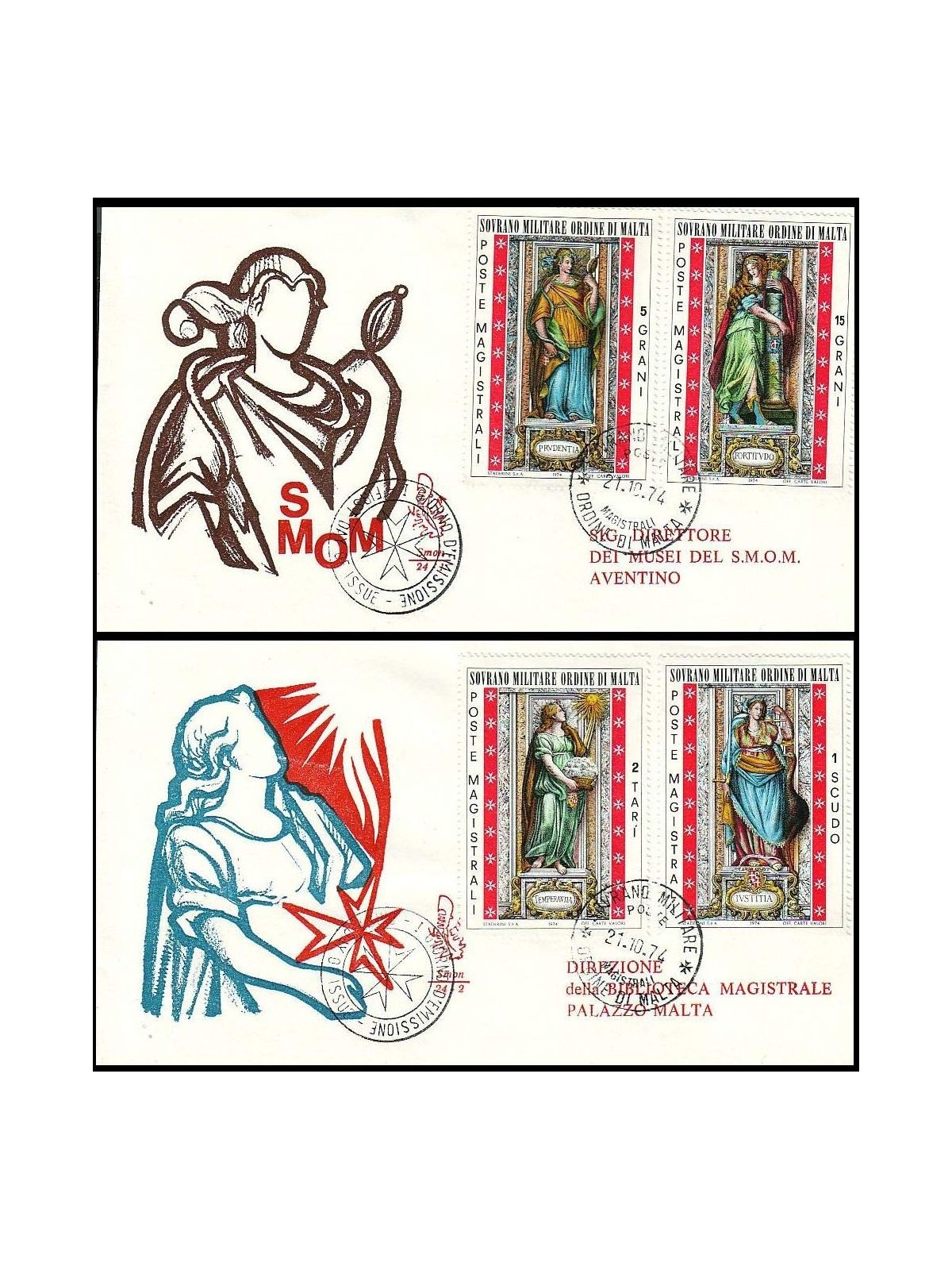 SMOM 1974 FDC (Venetia) Virtù Cardinali