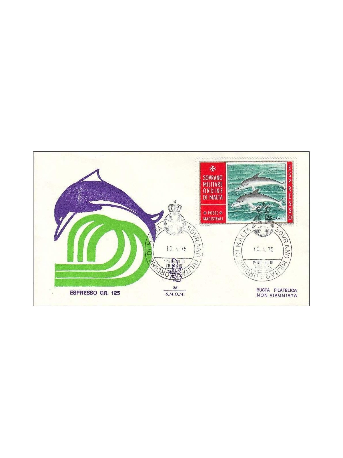 SMOM 1975 FDC (Venetia) Epresso - Dolphins