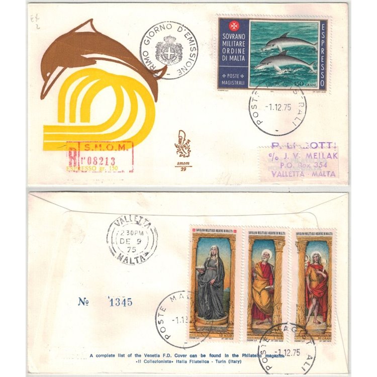 SMOM 1975 FDC (Venetia) Epresso - Delfini rac