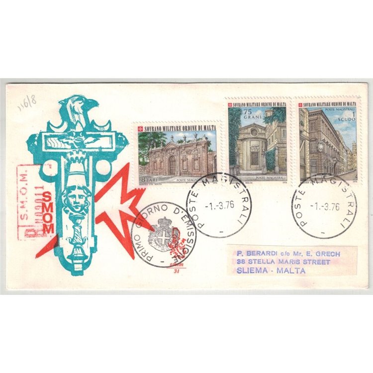 SMOM 1976 FDC (Venetia) Headquarters of the Order collected