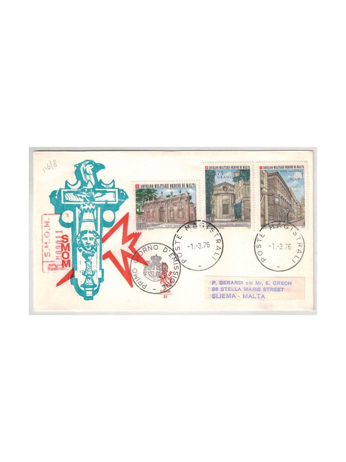 SMOM 1976 FDC (Venetia) Headquarters of the Order collected
