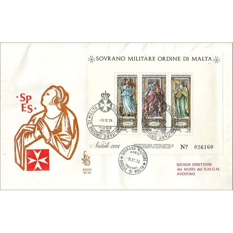 SMOM 1974 FDC (Venetia) Christmas s/s