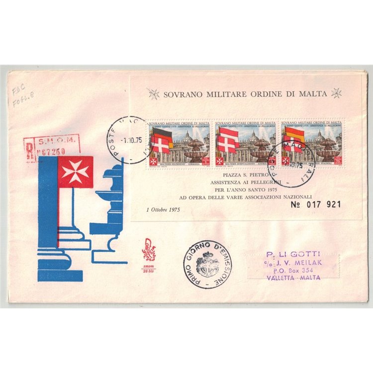 SMOM 1975 FDC (Venetia) Anno Santo BF racc