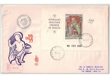 SMOM 1977 FDC (Venetia) Natale BF racc