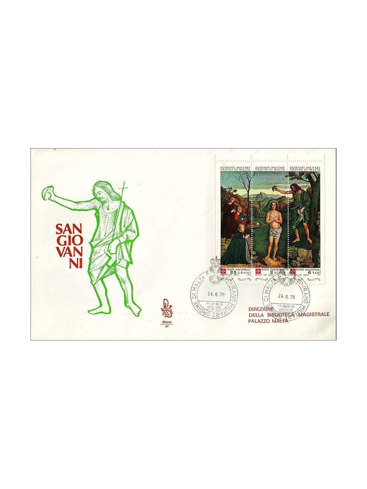 SMOM 1978 FDC (Venice) St. John the Baptist