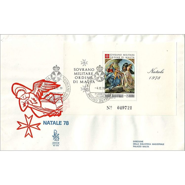 SMOM 1978 FDC (Venetia) Christmas s/s